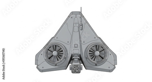 Detailed top-down view of a futuristic aircraft with advanced propulsion systems and design.