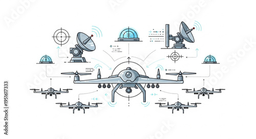 Modern drone technology and surveillance systems for aerial monitoring and security.