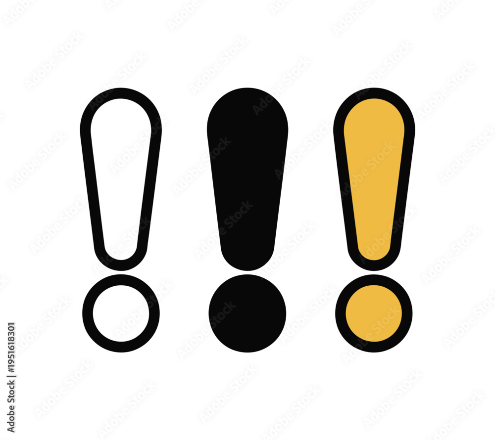Fototapeta premium A graphic illustration of three exclamation marks in different colors