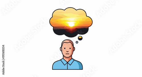 Man thinking about a beautiful sunset, representing dreams, aspirations, and the power of imagination