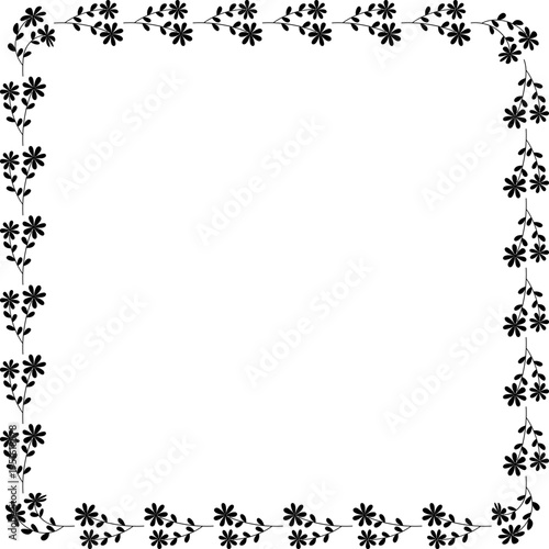 Decorative spring and Easter floral frame vector with charming small flower motifs.
Cute square floral silhouette border illustration decorated with spring flowers.
Transparent background. SVG.