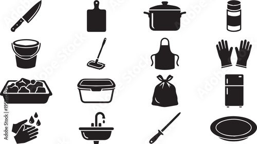 Kitchen Equipment And Hygiene Icons For Eid Ul Adha Meat
