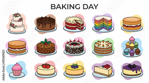 Collection of Delicious Cakes and Cupcakes for Baking Day