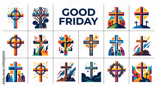 Good Friday Christian Crosses Collection Vector Art