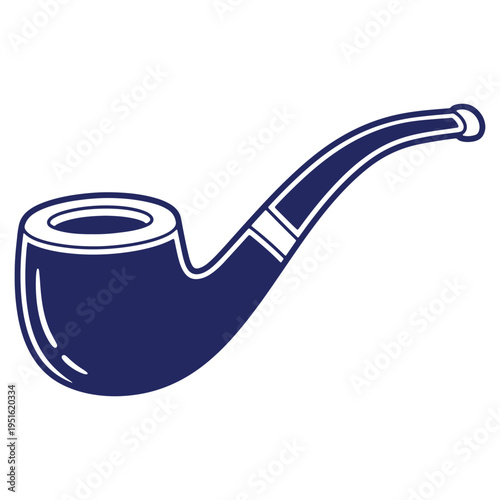 Classic Smoking Pipe Illustration in Blue and White Simple Retro Design Element for Relaxation and Contemplation
