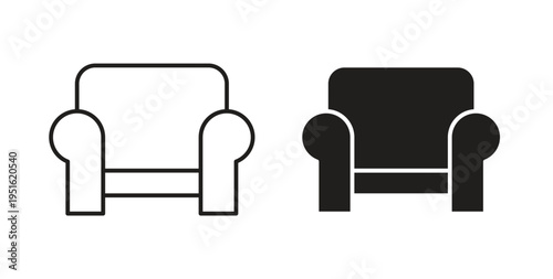Sofa icon, Outline Symbol Illustration, Editable Stroke perfect for logos and more