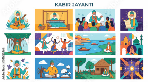 Kabir Jayanti Celebration: Illustrations of Saint Kabir's Life and Teachings