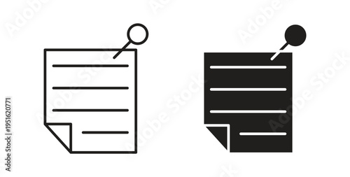 Sticky note icon, Outline Symbol Illustration, Editable Stroke perfect for logos and more