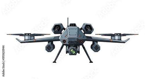Military drone with advanced surveillance capabilities and aerial reconnaissance technology.