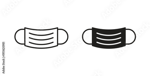 Surgical mask icon, Outline Symbol Illustration, Editable Stroke perfect for logos and more
