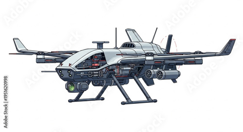 Advanced unmanned aerial vehicle with sophisticated surveillance capabilities and advanced technology.