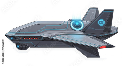 Futuristic spacecraft design with advanced technology and sleek aerodynamic features, ready for flight.