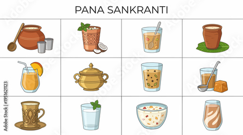 Pana Sankranti Indian Traditional Drinks and Food Collage
