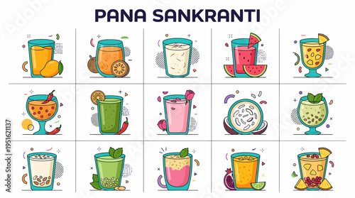 Pana Sankranti Collection: Colorful Fruit Drinks and Refreshments