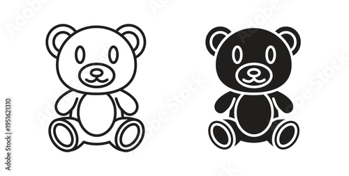 Teddy bear icon, Outline Symbol Illustration, Editable Stroke perfect for logos and more