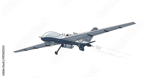 Unmanned aerial vehicle soaring through the sky with advanced technology.