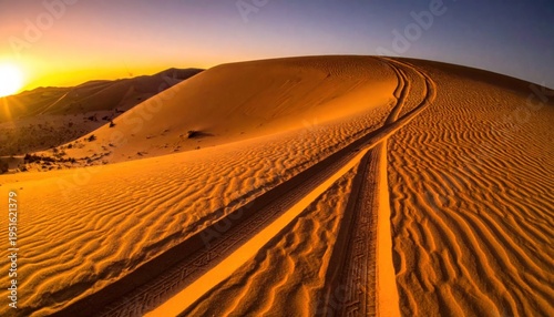 Wallpaper Mural Desert Sand Dunes at Sunset with Tracks. Torontodigital.ca