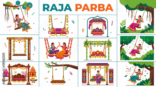 Raja Parba Festival: Women Swinging on Decorated Jhoolas in Odisha