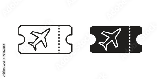 Ticket icon, Outline Symbol Illustration, Editable Stroke perfect for logos and more