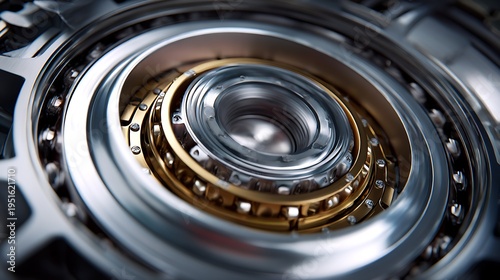 Close up of a metal bearing with grease and oil