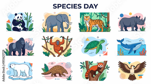 Species Day Animals Collage - Wildlife Conservation Concept