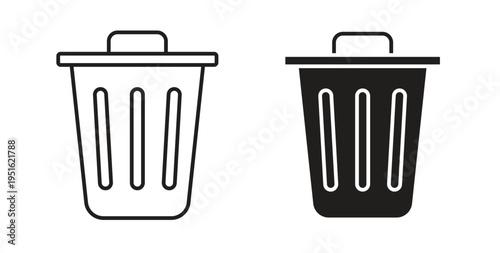 Trash icon, Outline Symbol Illustration, Editable Stroke perfect for logos and more