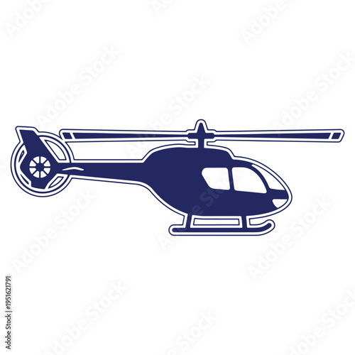Dark blue helicopter silhouette on white background aerial transport and aviation aviation technology for travel and rescue