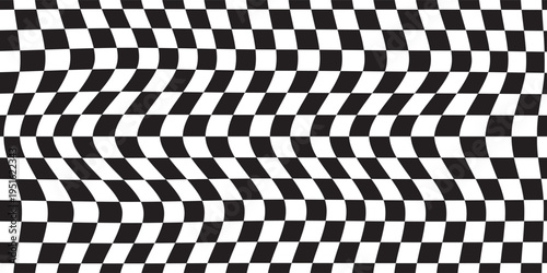 Vector checkerboard pattern. Seamless black and white brush stroke background. Checkered print with distress texture. Painted chequered ornament for kids. Childish design