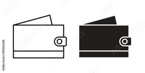 Wallet icon, Outline Symbol Illustration, Editable Stroke perfect for logos and more