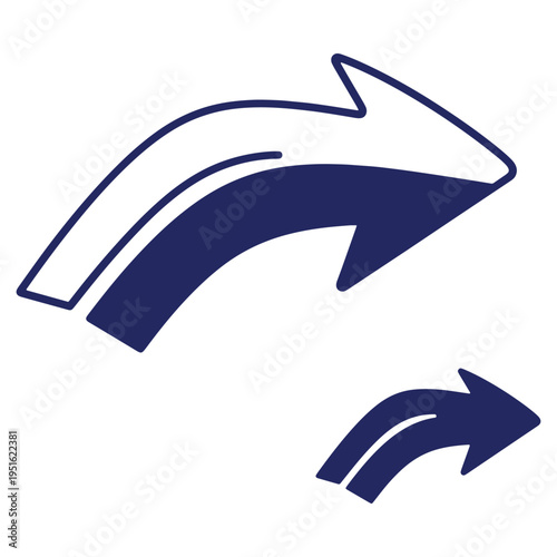 Dynamic Arrows Pointing Right Conveying Direction and Flow in Business and Technology Representations for Creative Design