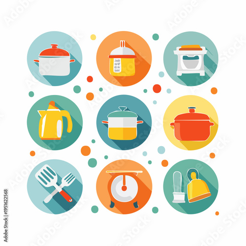 Collection of Kitchenware and Cooking Appliances Icons.