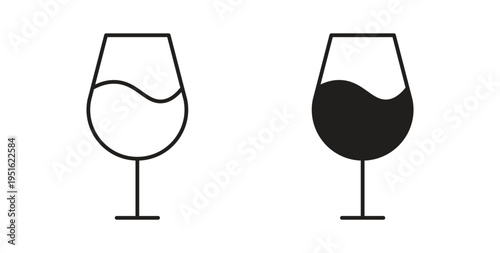Wine glass icon, Outline Symbol Illustration, Editable Stroke perfect for logos and more