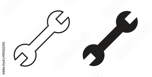 Wrench icon, Outline Symbol Illustration, Editable Stroke perfect for logos and more