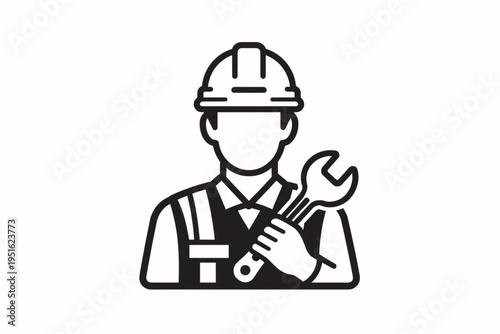 Construction technician icon white background.