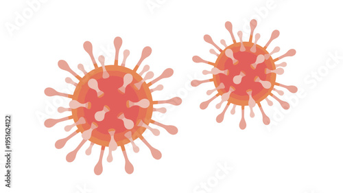Virus particles illustration red infection cells microbiology minimal flat