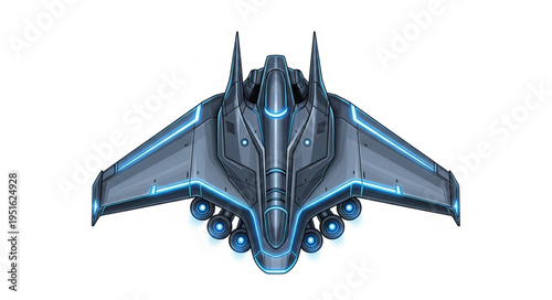 Futuristic aircraft design showcasing advanced technology and sleek aerodynamic features in detail.