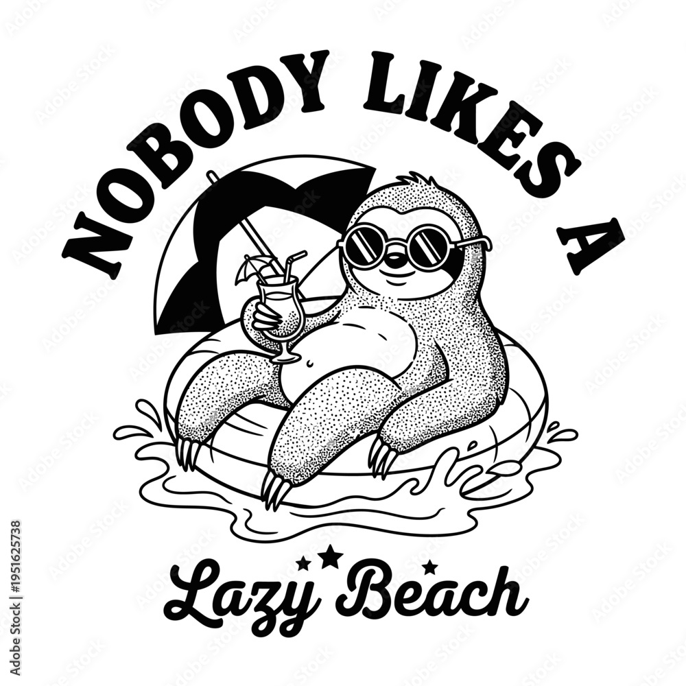 Fototapeta premium Sloth wearing sunglasses on float.