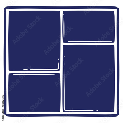 Modern Abstract Blue and White Frame Design for Creative Layouts and Artistic Presentations emphasizing simplicity