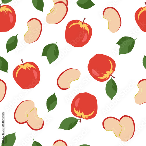 Apples and Slices Seamless Pattern