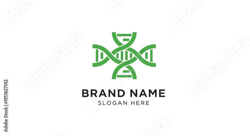 Green DNA Cross Logo Design for Medical or Biotechnology Company Branding.
