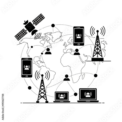 Global Communication Network - Connecting Devices and People Worldwide.