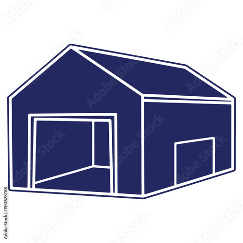 Simple Building Design Vector Illustration Isolated on White Background Minimalist Architectural Structure Depicting Storage or Workshop