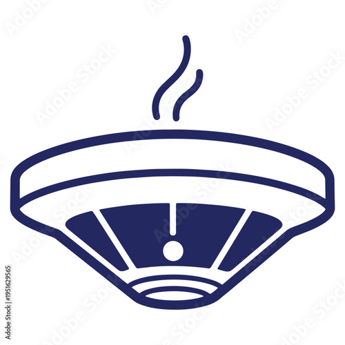 Smoke detector illustration with smoke plumes indicating potential fire hazard and safety device for home protection