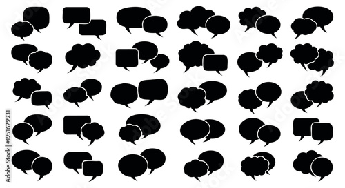black speech bubbles on white background