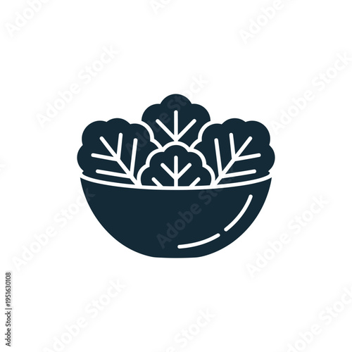 A simple illustration of broccoli in a dark blue bowl