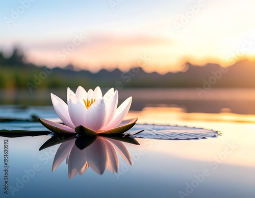 Lotus flower floating on water