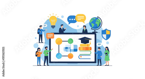 Digital Education Platform and E-Learning Concept. Group Collaboration, Online Course Structure, Knowledge Sharing, and Academic Achievement.