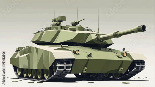 Geometric Military Tank Cubist Style Abstract Army Vector Illustration