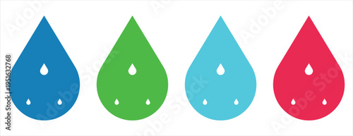 water drop icons, simple liquid droplet symbols