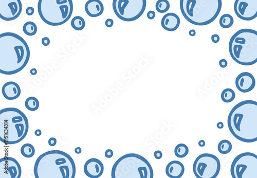 Blue soap bubbles concentrated along bottom edge with clean open space above.